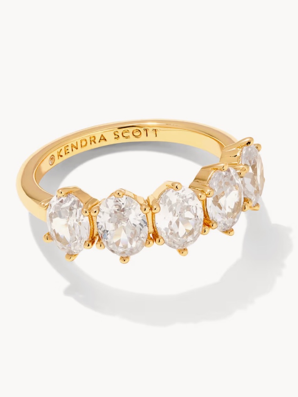 Cailin Gold Crystal Band Ring in White CZ